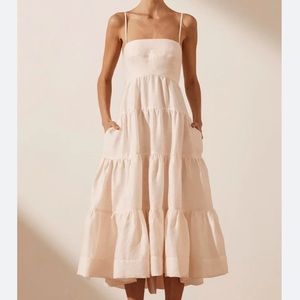 Shona Joy - Elsa Tiered Midi Dress Ivory